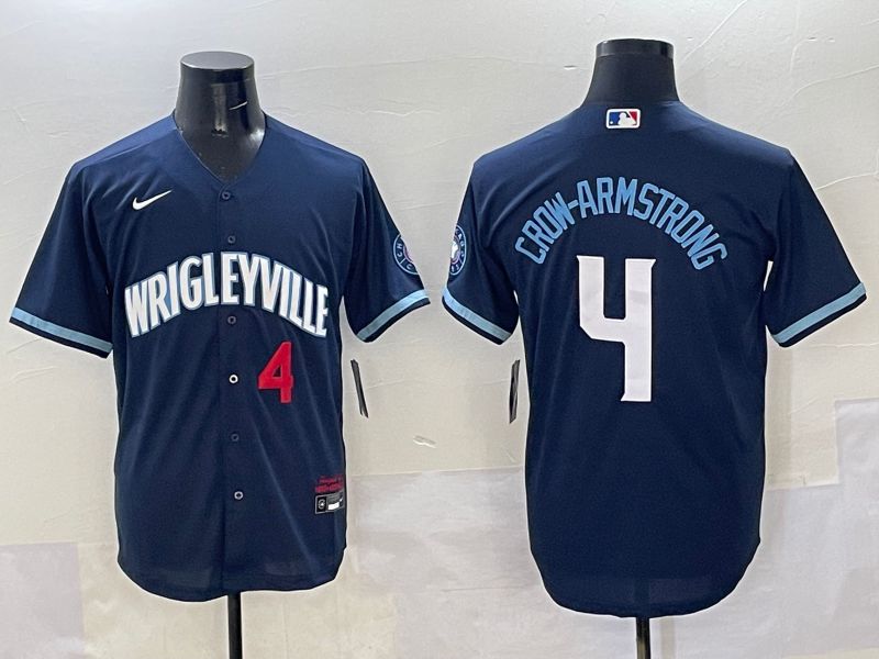 Men Chicago Cubs #4 Crow-Armstrong Dark Blue City Edition 2025 Nike MLB Jersey style 13->new york mets->MLB Jersey